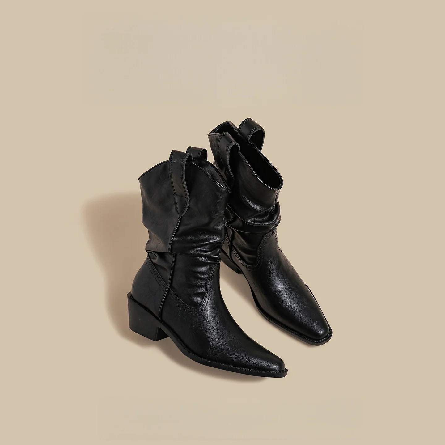 Retro Autumnwinter Black Mid-calf Boots — image 7