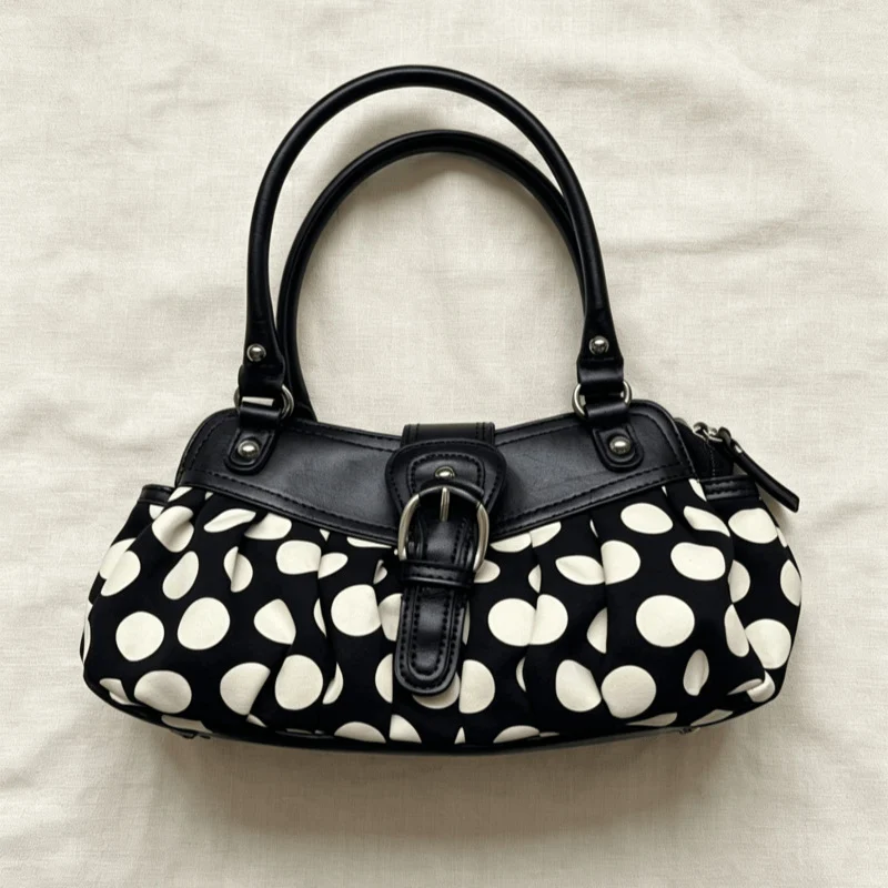 Retro Black-and-white Polka-dot Underarm Shoulder Bag — image 2