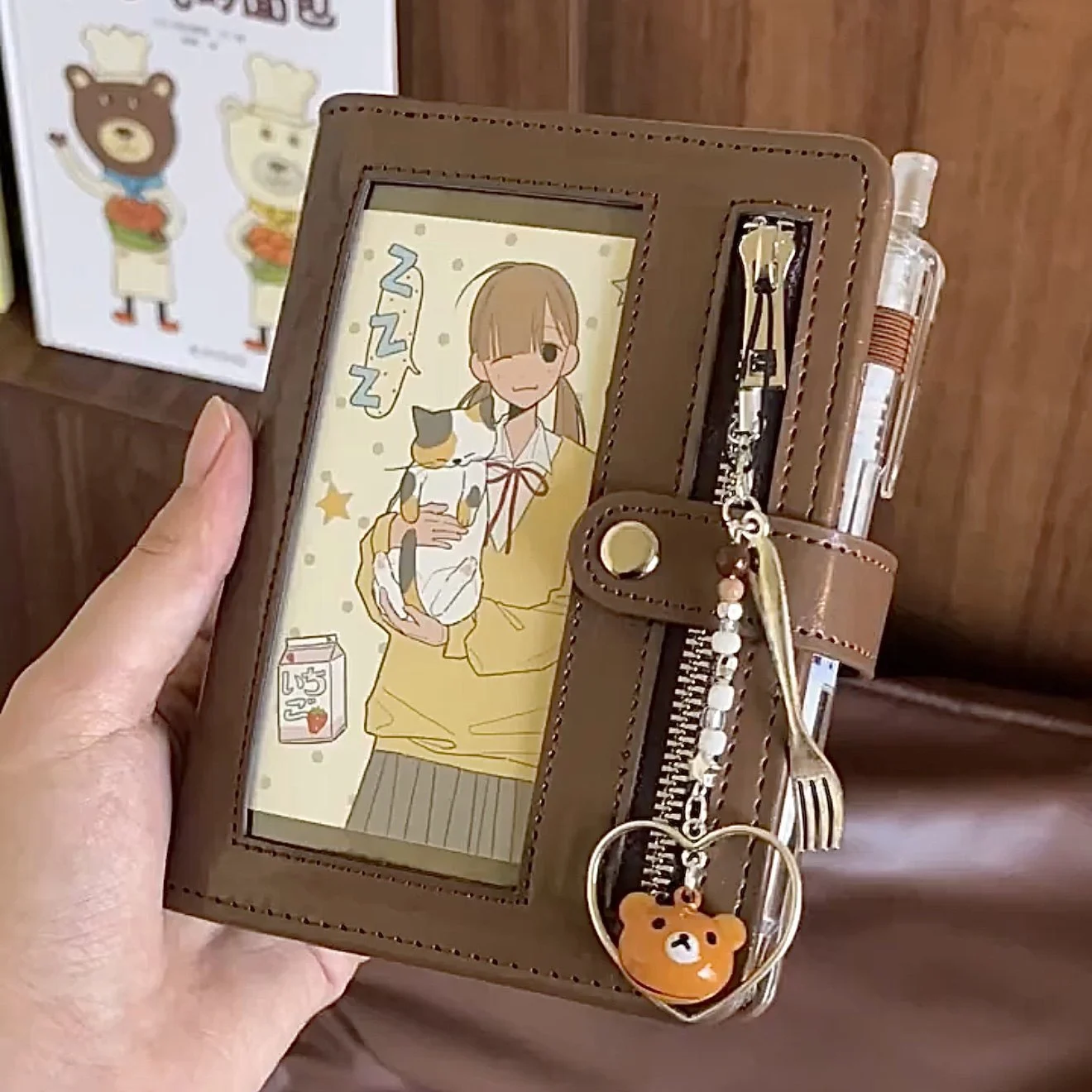 Retro Brown PU Leather Windowed A7 Loose-leaf Planner — image 2