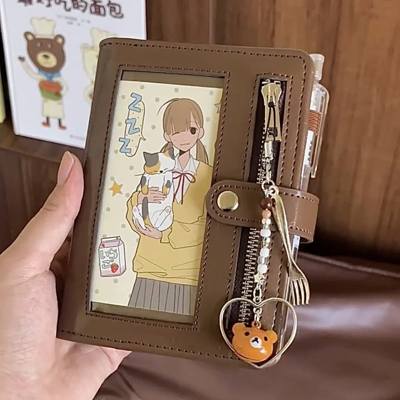 Retro Brown PU Leather Windowed A7 Loose-leaf Planner — image 4