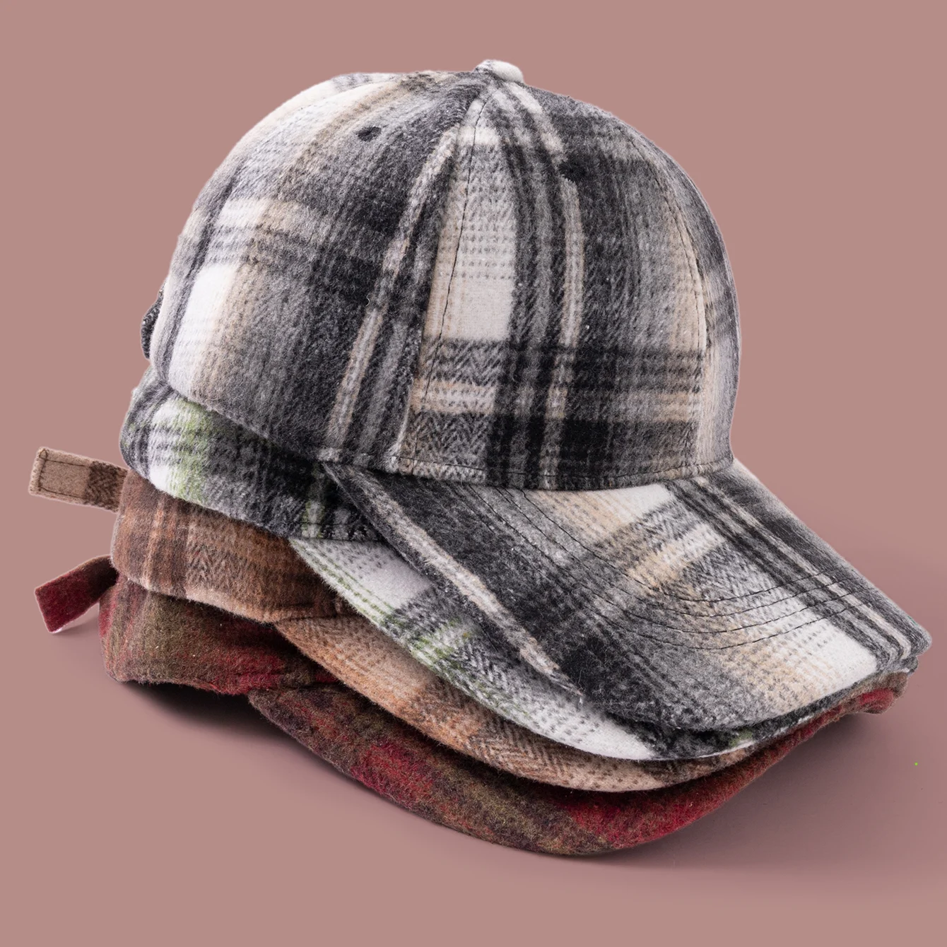 Retro Checkered Wool Baseball Cap - Thickened For Winter, Warm And Cozy Beanie Hat… — image 5
