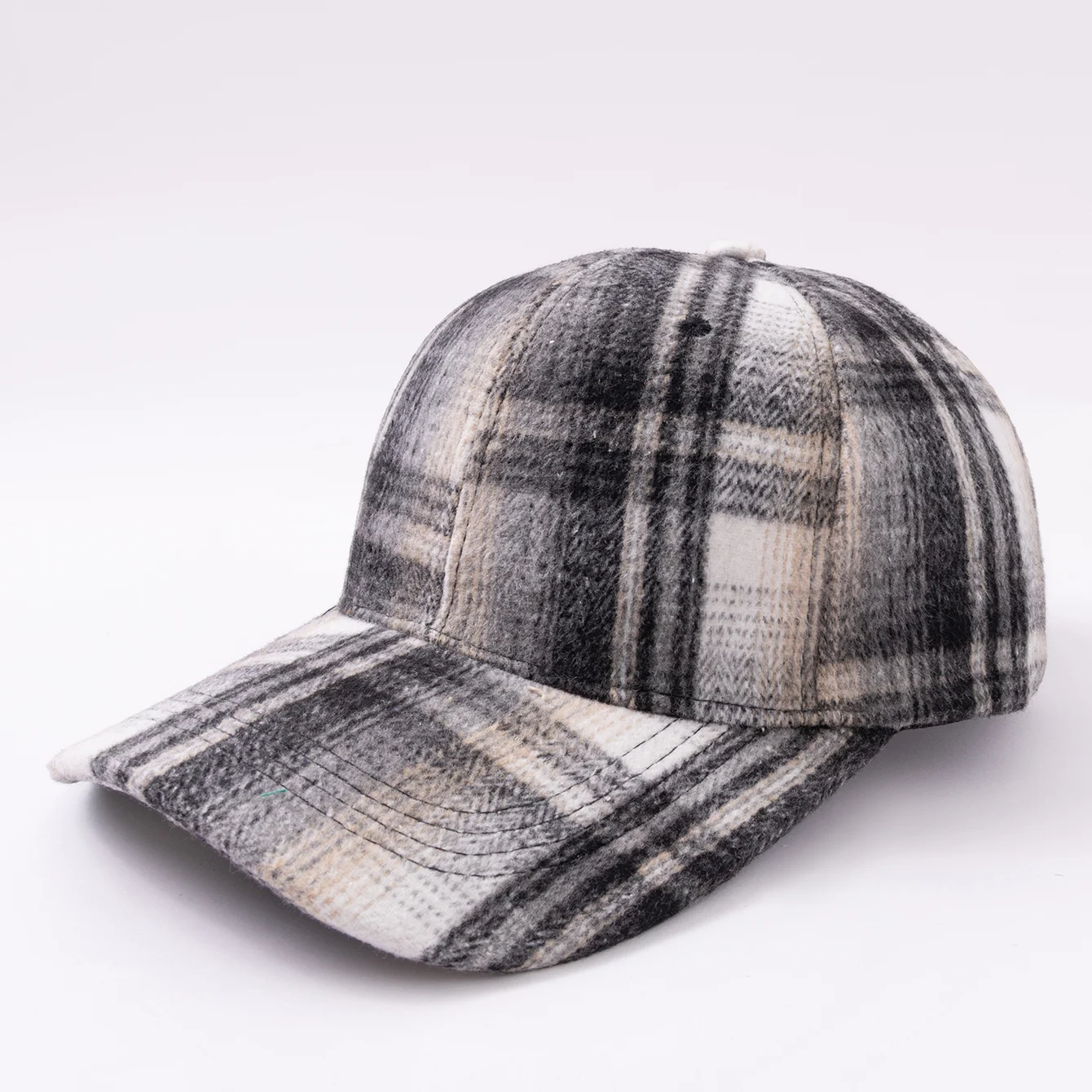 Retro Checkered Wool Baseball Cap - Thickened For Winter, Warm And Cozy Beanie Hat… — image 4
