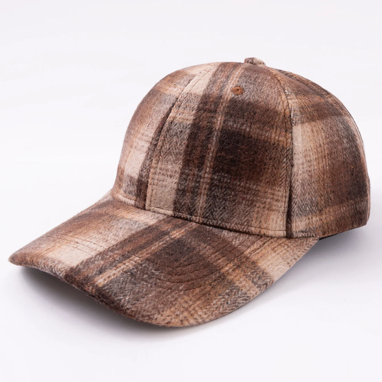 Retro Checkered Wool Baseball Cap - Thickened For Winter, Warm And Cozy Beanie Hat… — image 3