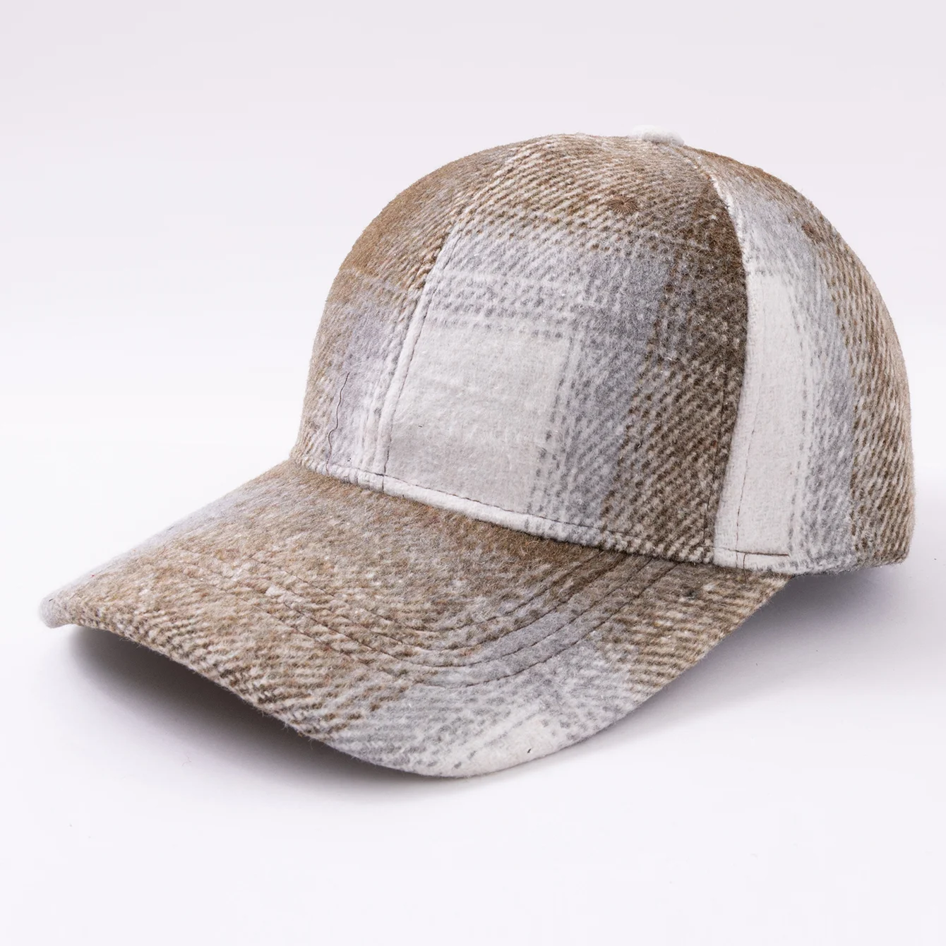 Retro Checkered Woolen Baseball Cap In Autumn And Winter, Thick Brushed Hard-top… — image 4