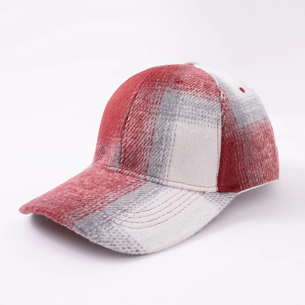 Retro Checkered Woolen Baseball Cap In Autumn And Winter, Thick Brushed Hard-top… — image 2