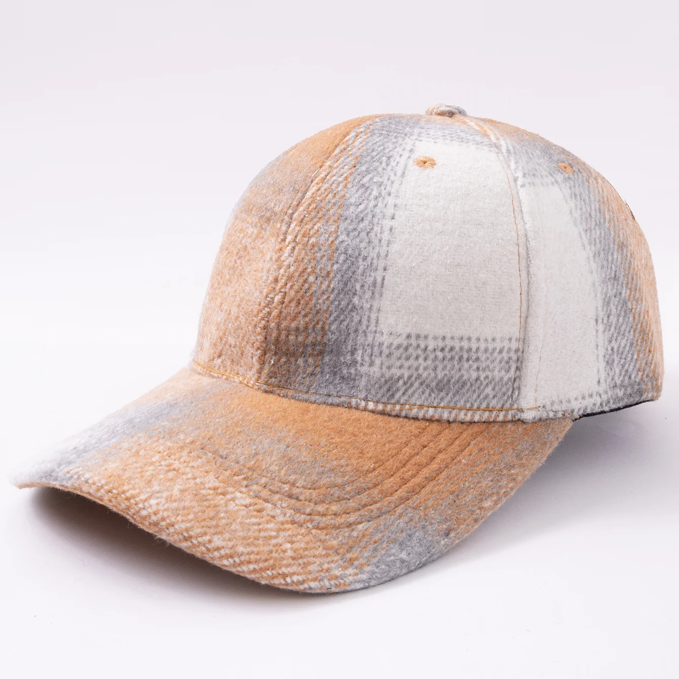 Retro Checkered Woolen Baseball Cap In Autumn And Winter, Thick Brushed Hard-top… — image 5