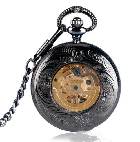 Retro Classic Carved Hollow Pattern Automatic Mechanical Pocket Watch — image 4