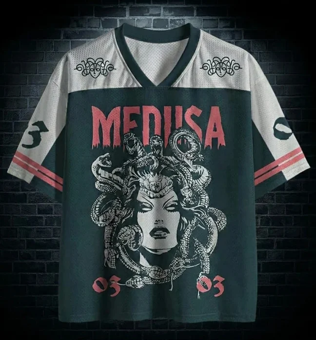 Retro Color-block V-neck Loose Sports Jersey — image 5