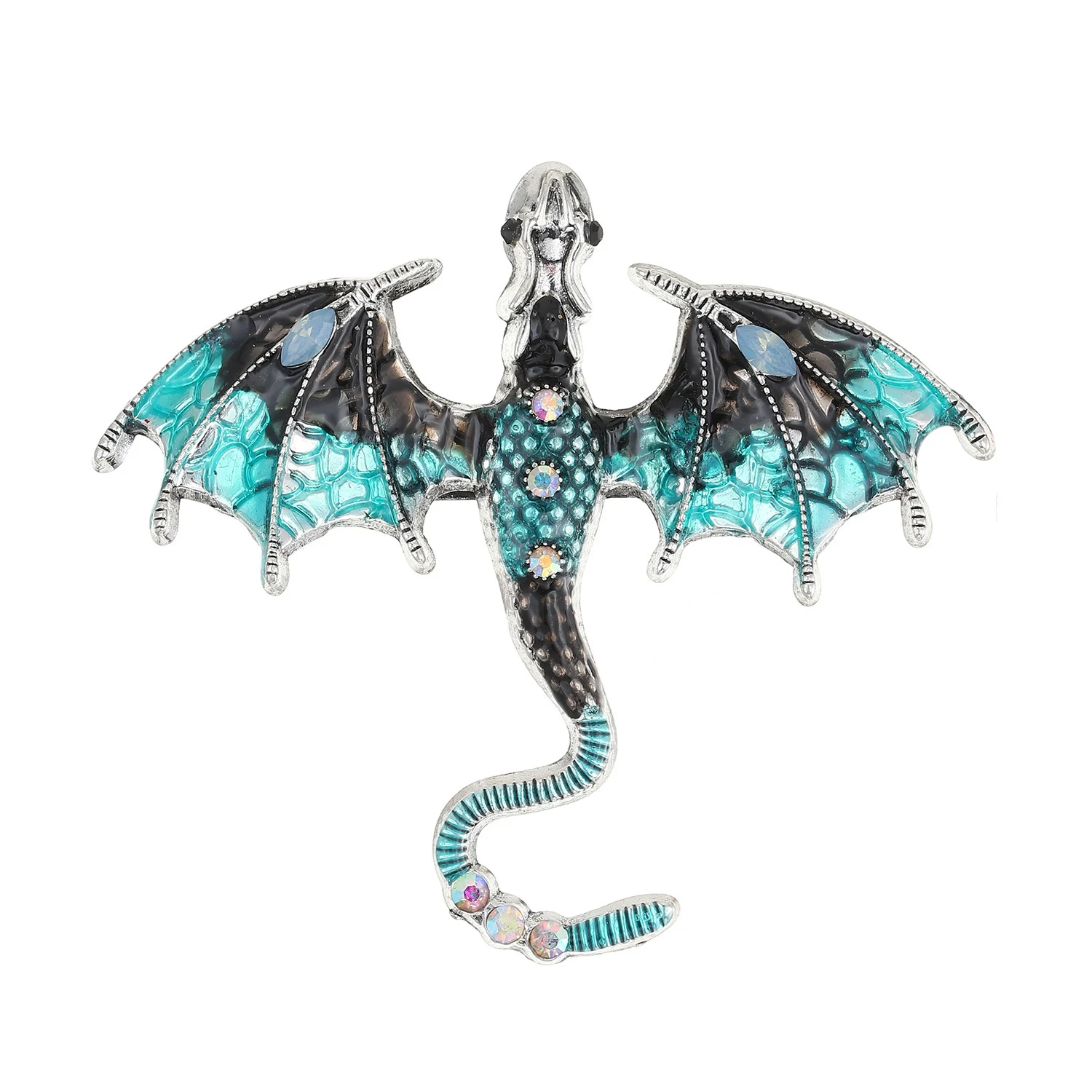 Retro Colorful Enamel Dragon Brooch For Women With Oil-drop Design — image 17