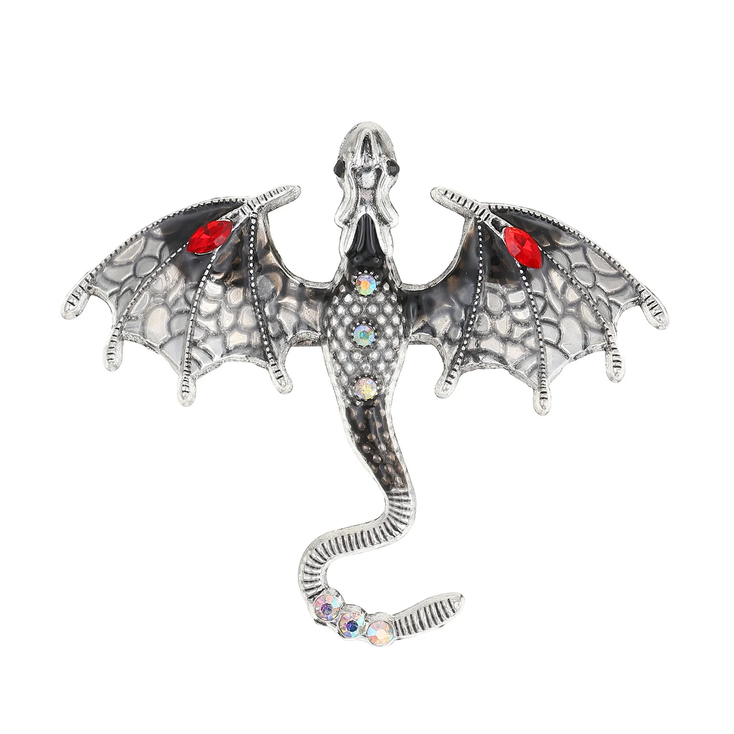 Retro Colorful Enamel Dragon Brooch For Women With Oil-drop Design — image 5