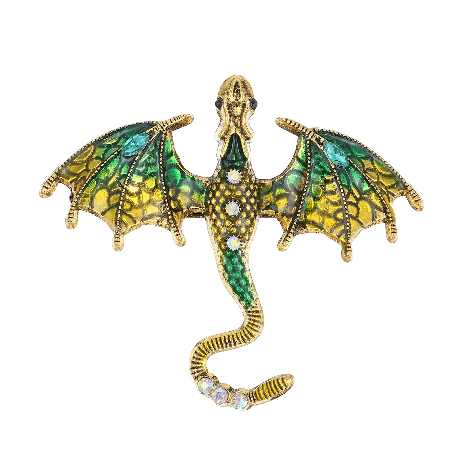 Retro Colorful Enamel Dragon Brooch For Women With Oil-drop Design — image 11