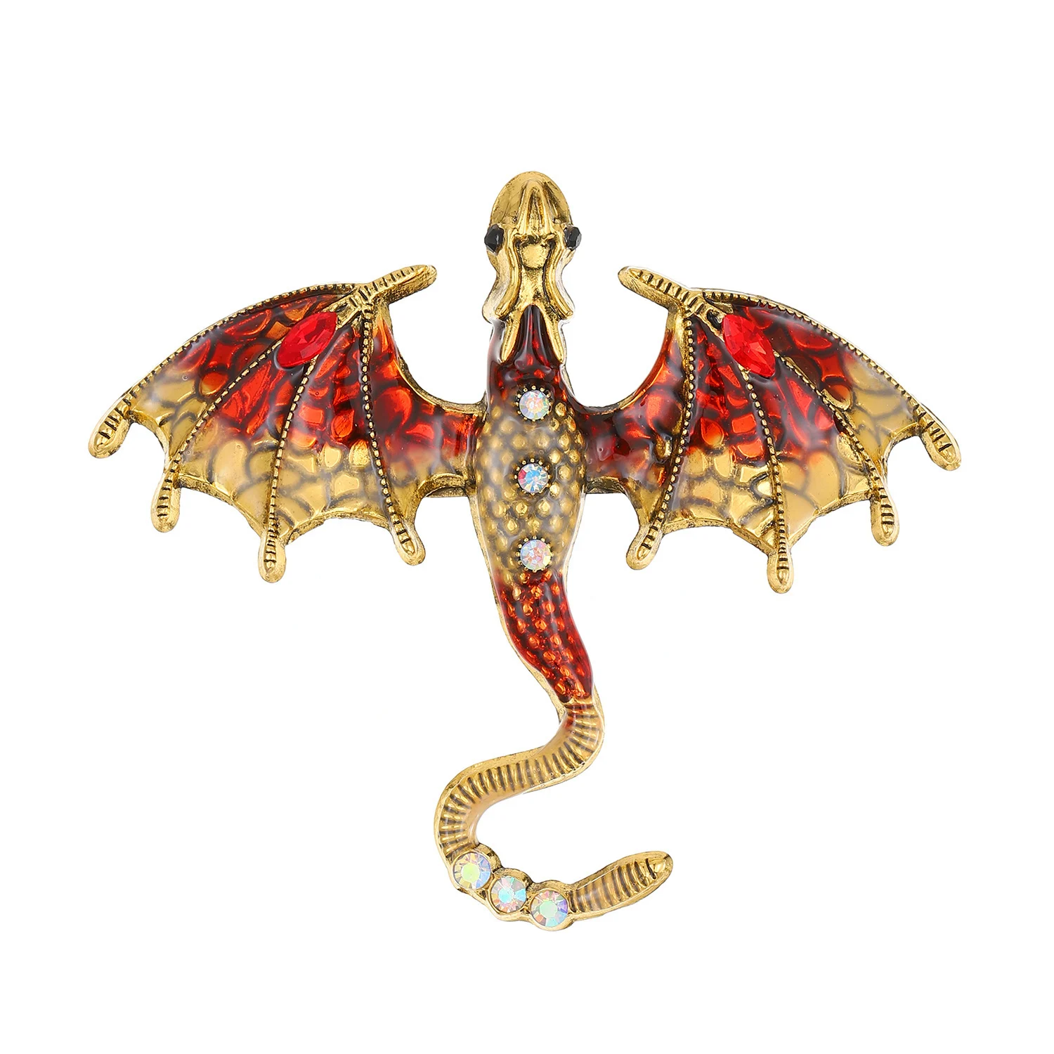 Retro Colorful Enamel Dragon Brooch For Women With Oil-drop Design — image 14