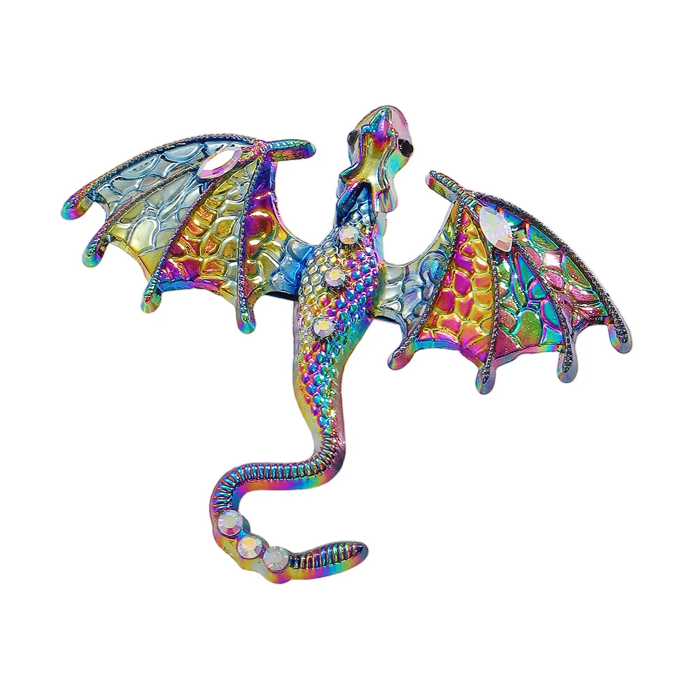 Retro Colorful Enamel Dragon Brooch For Women With Oil-drop Design — image 20