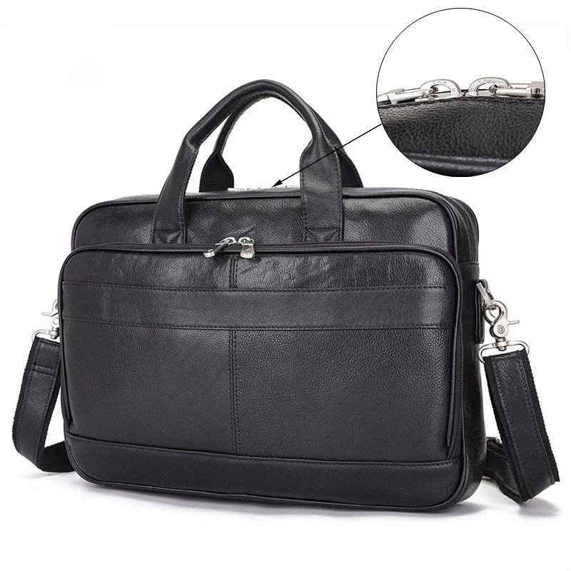Retro Crazy Horse Leather Multi-functional Shoulder Briefcase — image 4
