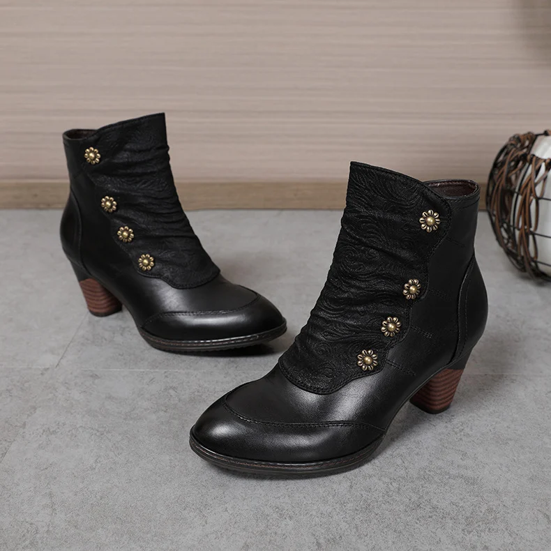 Retro Distressed Boots Low Heel Handmade Style — image 7