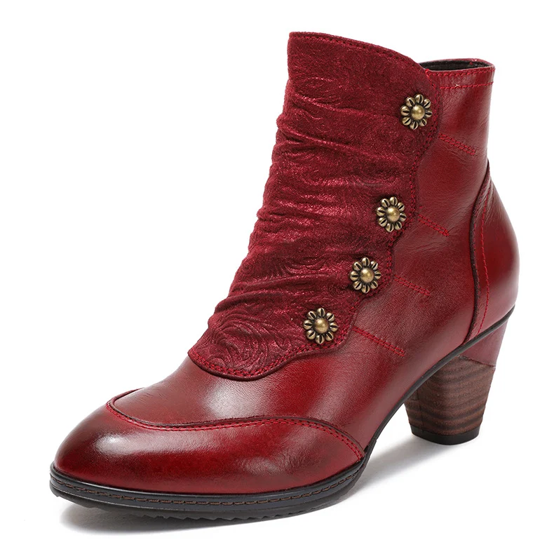 Retro Distressed Boots Low Heel Handmade Style — image 4