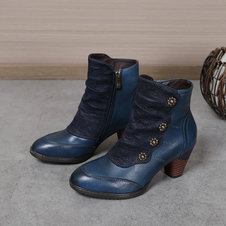 Retro Distressed Boots Low Heel Handmade Style — image 6