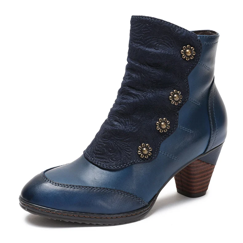 Retro Distressed Boots Low Heel Handmade Style — image 5