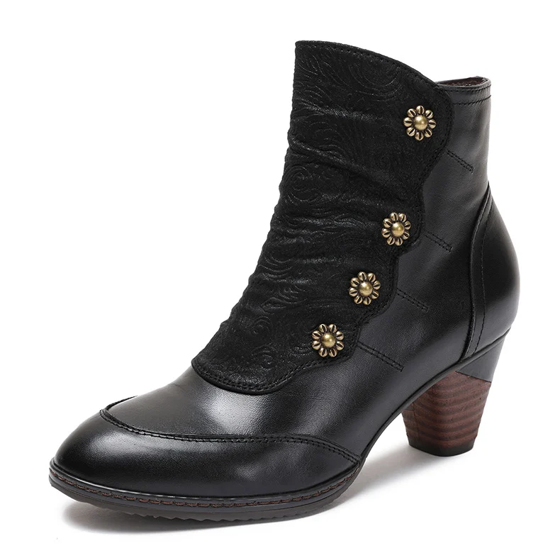 Retro Distressed Boots Low Heel Handmade Style — image 3