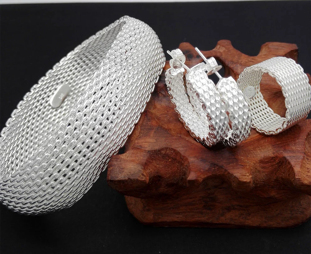 Retro Exquisite Net Bracelet Earring Ring Three-piece Suit — image 2