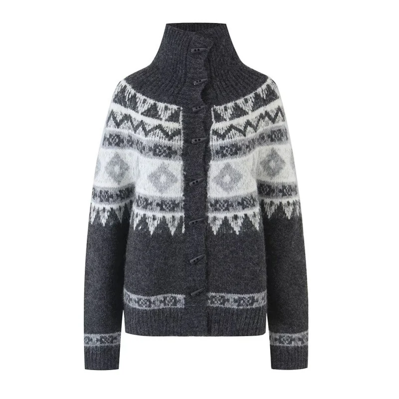 Retro Fair Isle Knit Sweater For Autumn And Winter High-end Sophistication — image 2