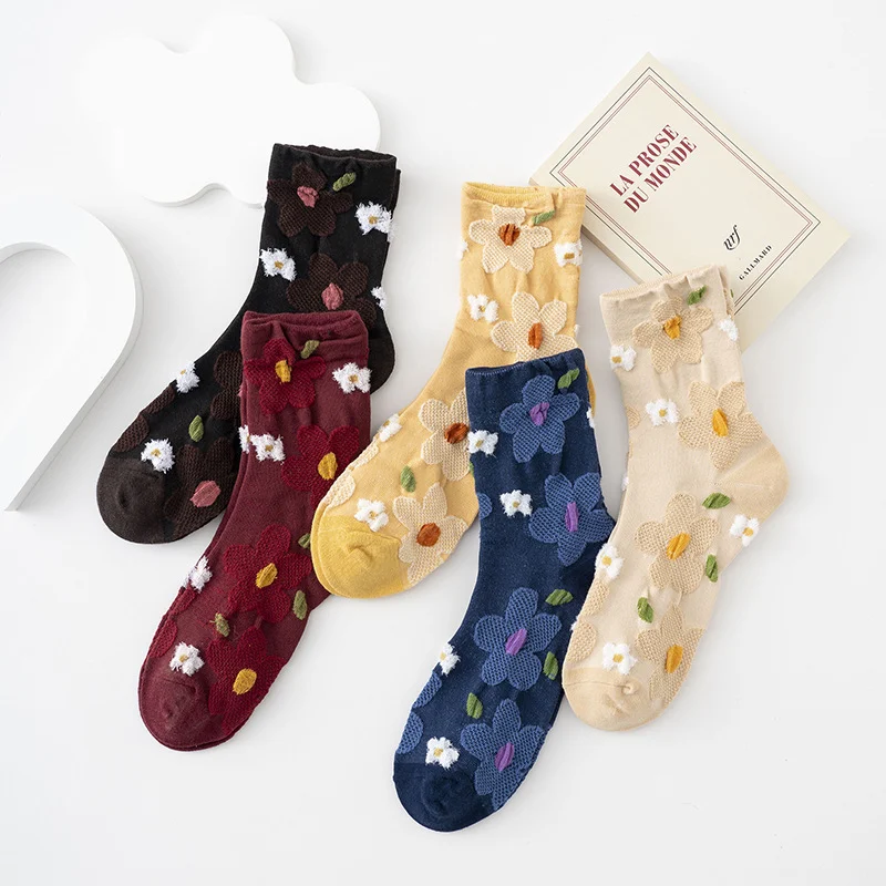 Retro Floral Mid-calf Womens Socks — image 7