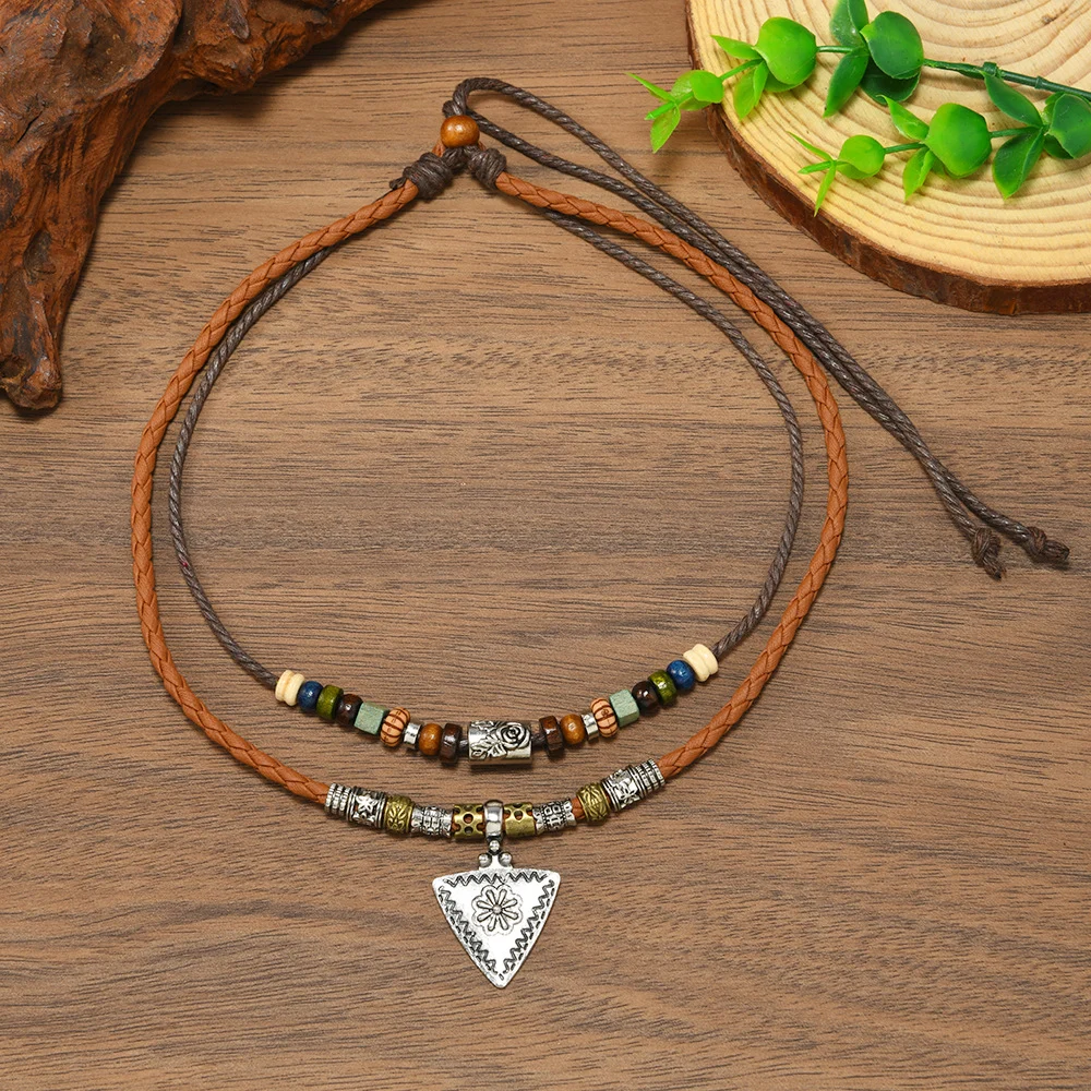 Retro Geometric Triangle Pendant Necklace — image 2