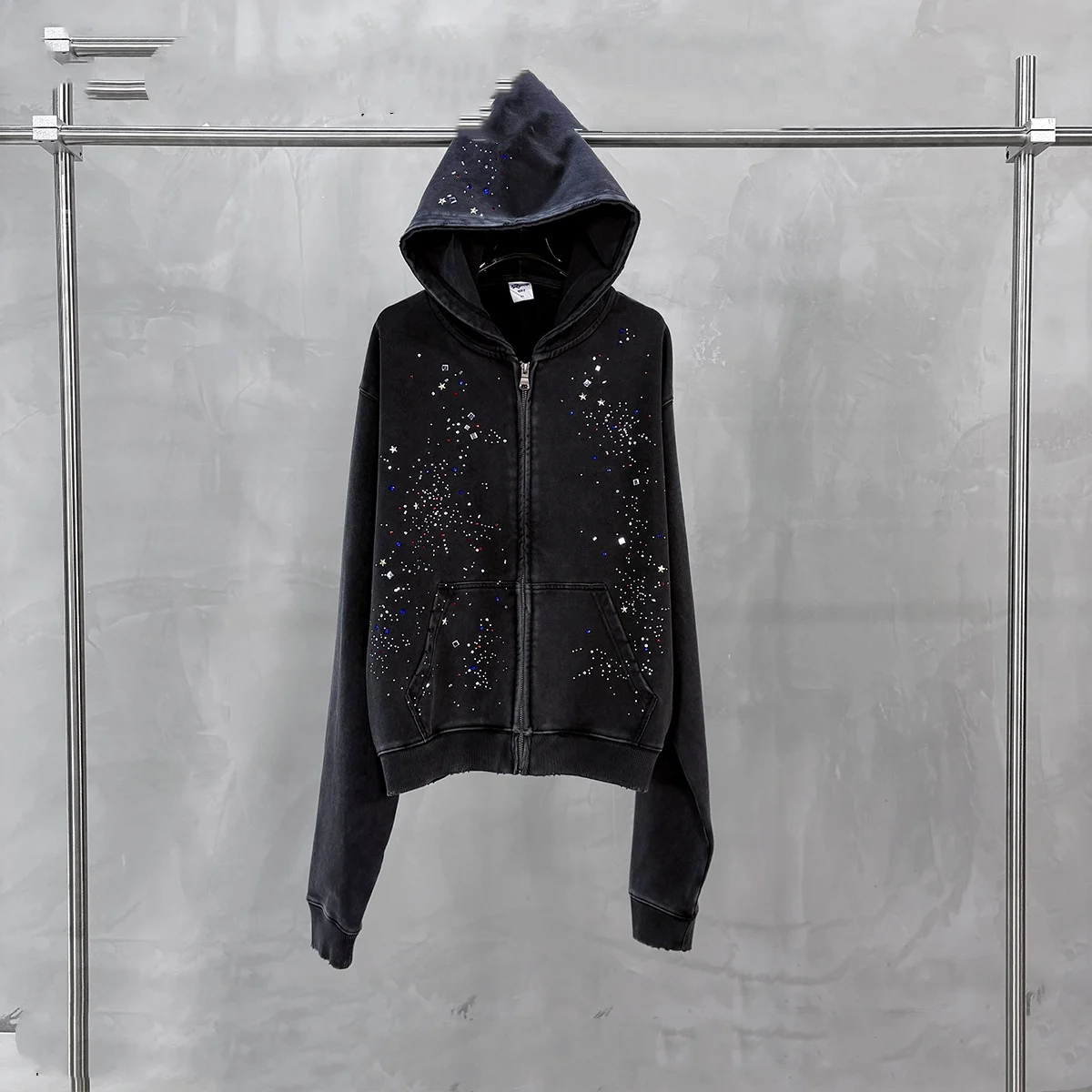 Retro Hoodie For Men With A Snow-washed Distressed Finish — image 5