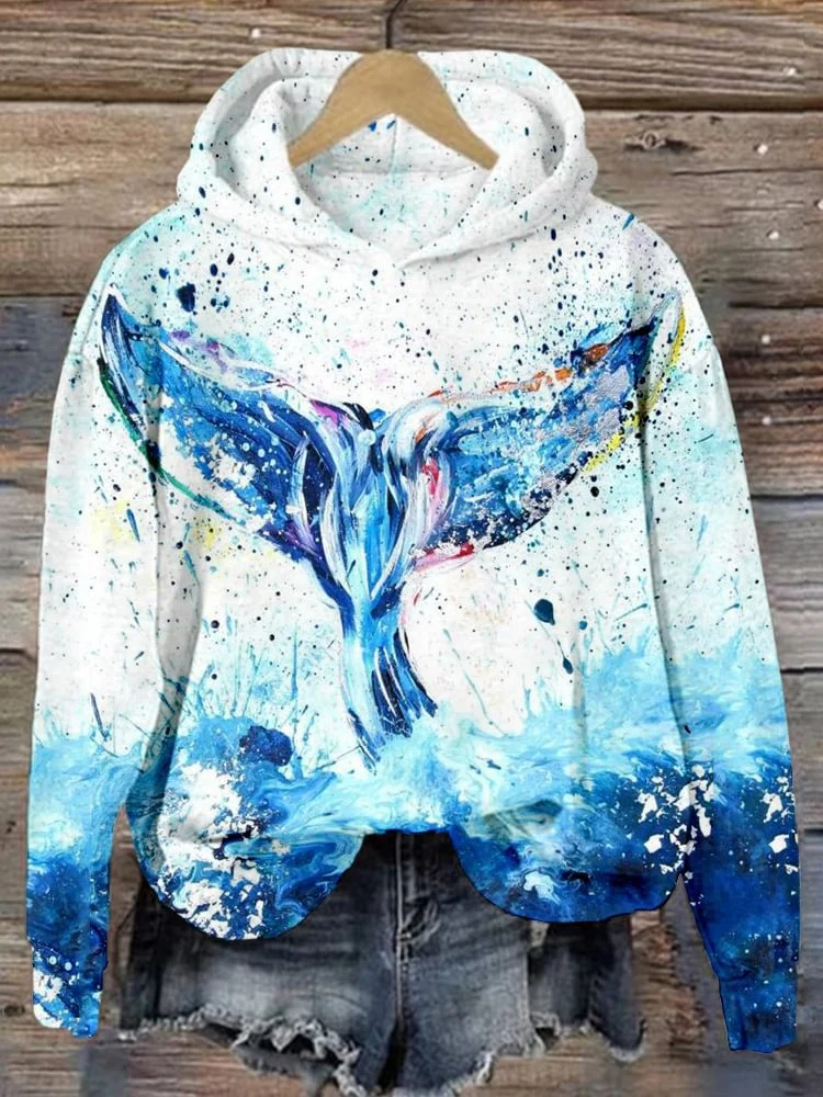 Retro Japanese Mallow Wave Print Comfortable Patchwork Hoodie — image 11