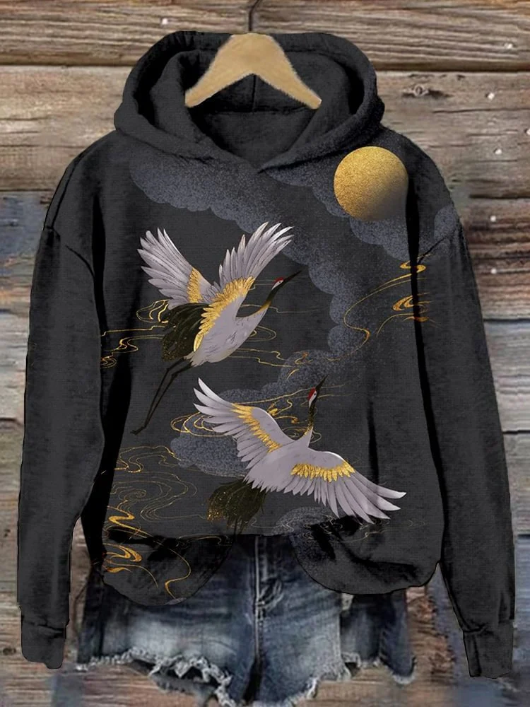 Retro Japanese Mallow Wave Print Comfortable Patchwork Hoodie — image 10