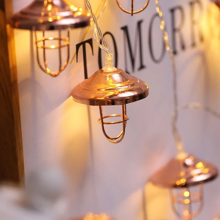 Retro LED Wrought-iron Lampshade String Lights — image 3