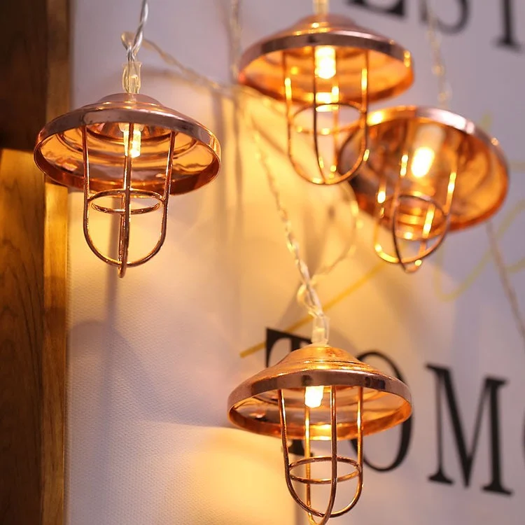 Retro LED Wrought-iron Lampshade String Lights — image 2