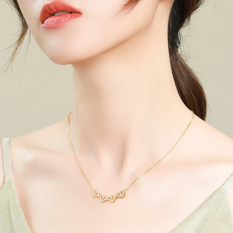 Retro Magnetic Folding Heart Shaped Four Leaf Clover Pendant Necklace Women Love… — image 1