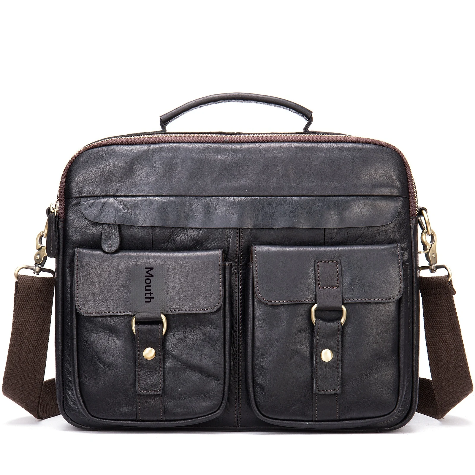 Retro Mens Shoulder Crossbody Bag Full-grain Leather Handbag Business Briefcase — image 6