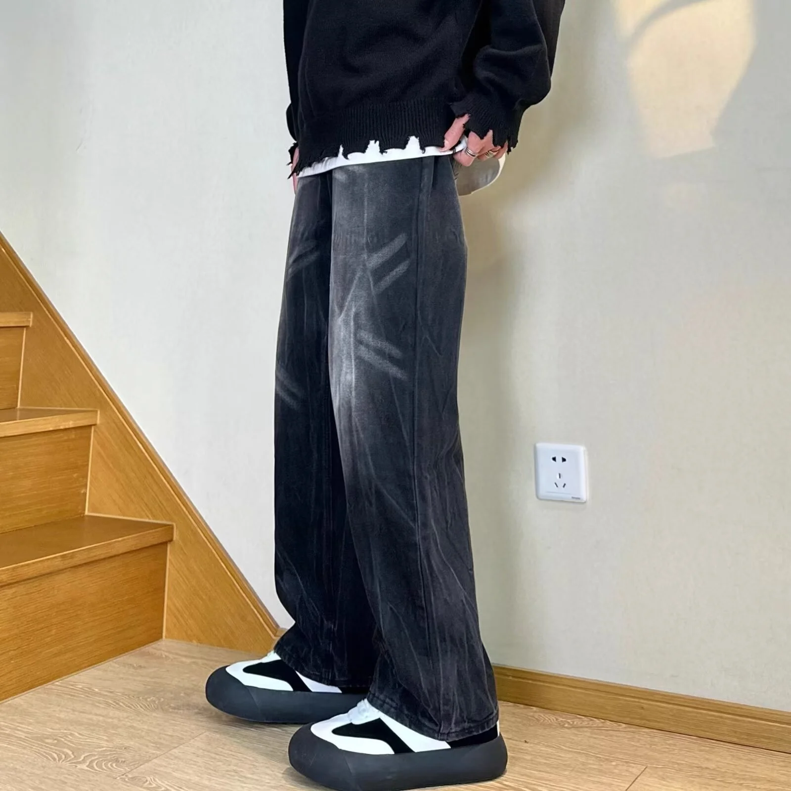 Retro Mens Straight-leg Pants Loose-fit Jeans — image 2