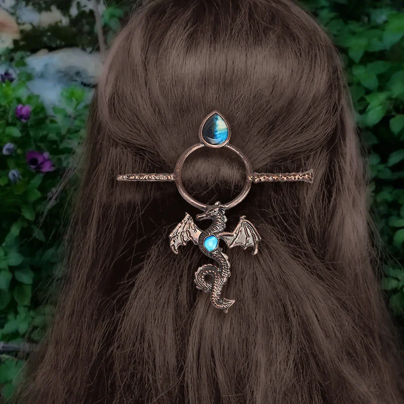 Retro Moonstone Flying Dragon Hair Accessory — image 3