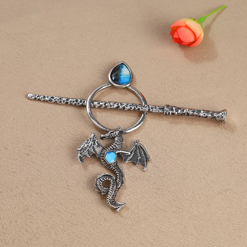 Retro Moonstone Flying Dragon Hair Accessory — image 2