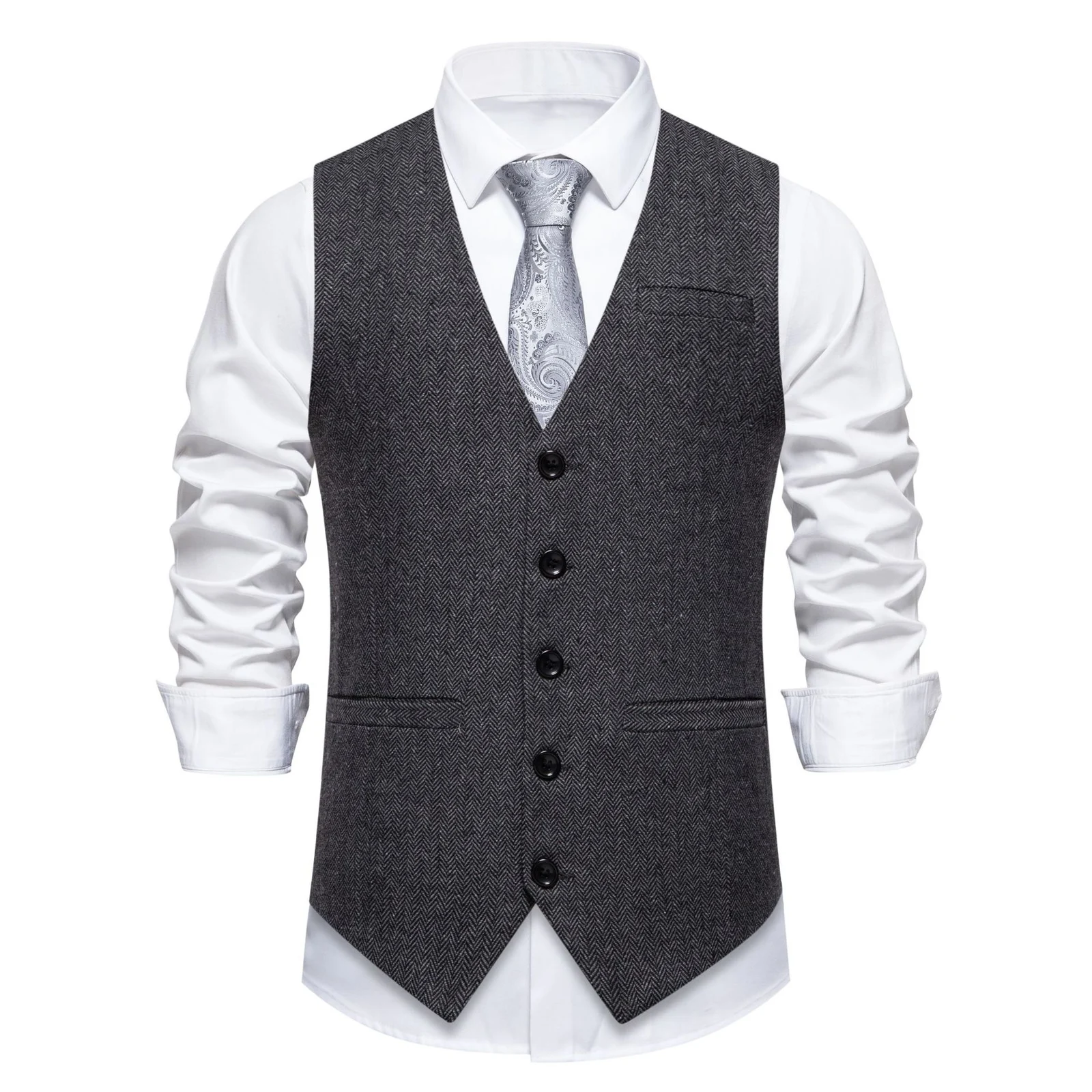 Retro Patchwork Single-button Men's Suit Vest — image 1