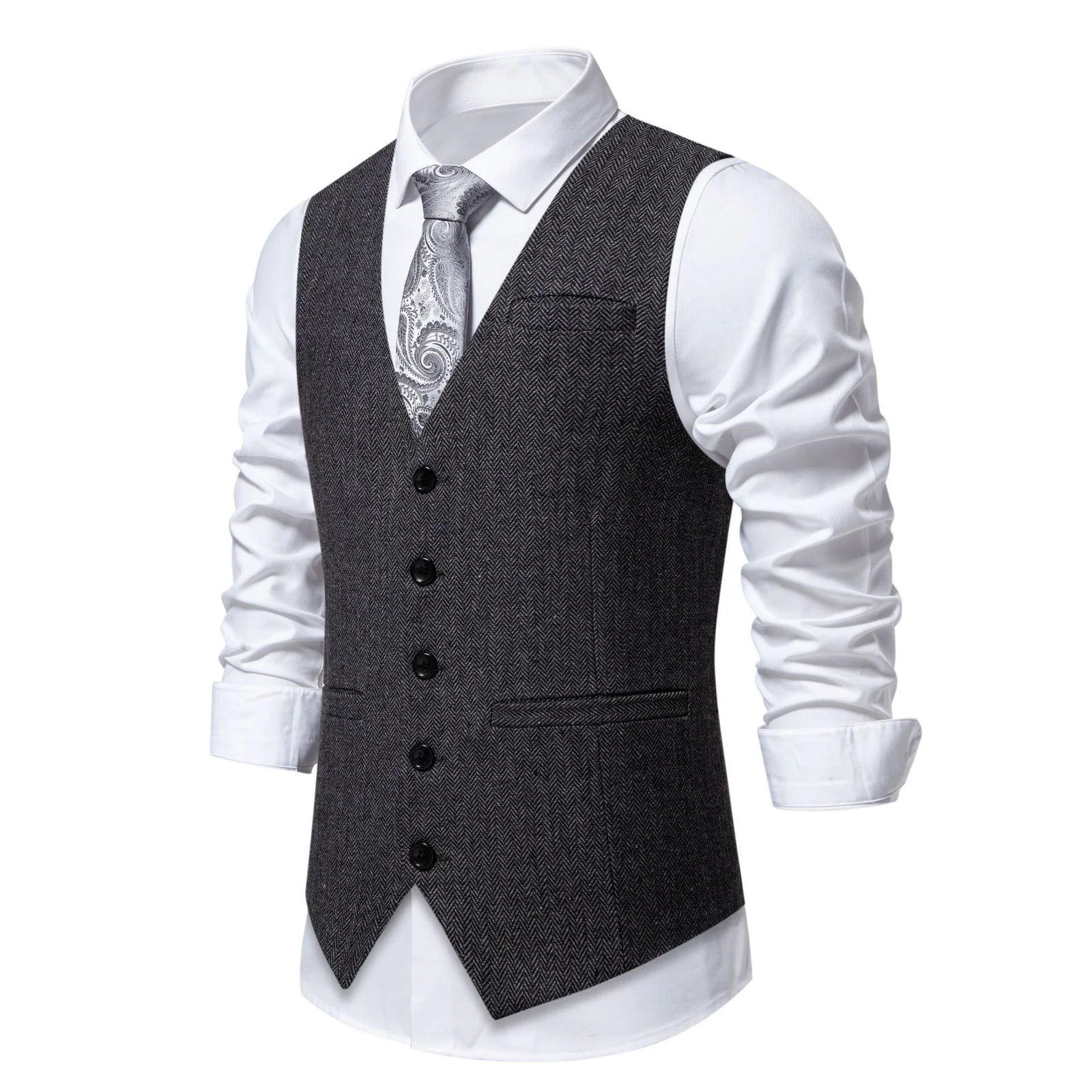 Retro Patchwork Single-button Men's Suit Vest — image 6