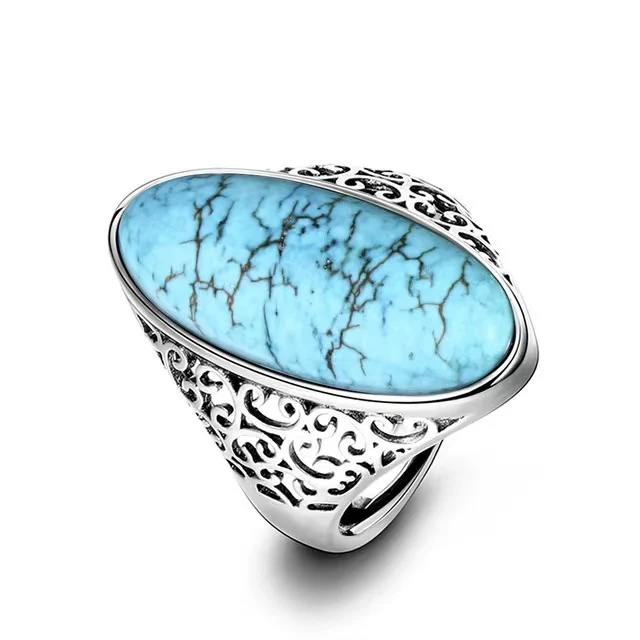 Retro Turquoise Ring Bohemian Ethnic Style — image 6