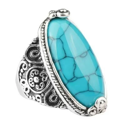 Retro Turquoise Ring Bohemian Ethnic Style — image 4
