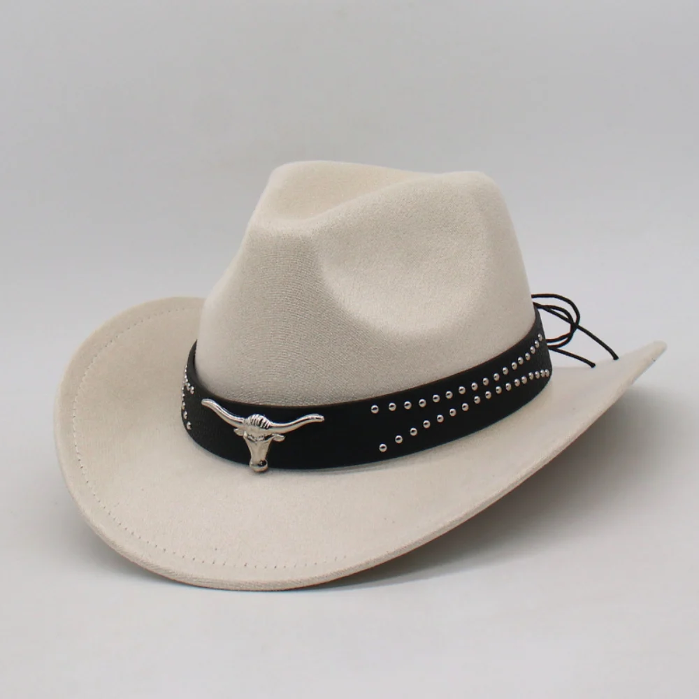 Retro Western Cowboy Hat With Horn Decorative Buckles - Leather Cap For Parents And… — image 2