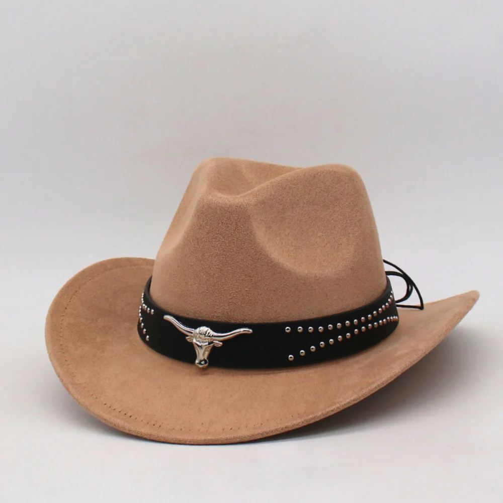 Retro Western Cowboy Hat With Horn Decorative Buckles - Leather Cap For Parents And… — image 4