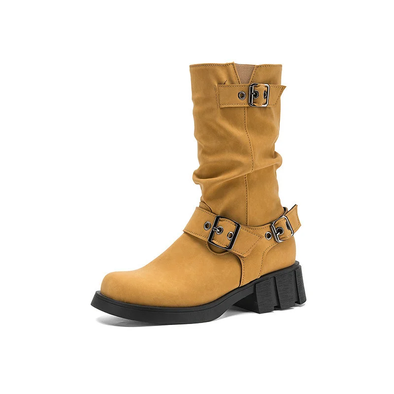 Retro Western Style Cowboy Millennial Inspired Mid Calf Platform Boots — image 3