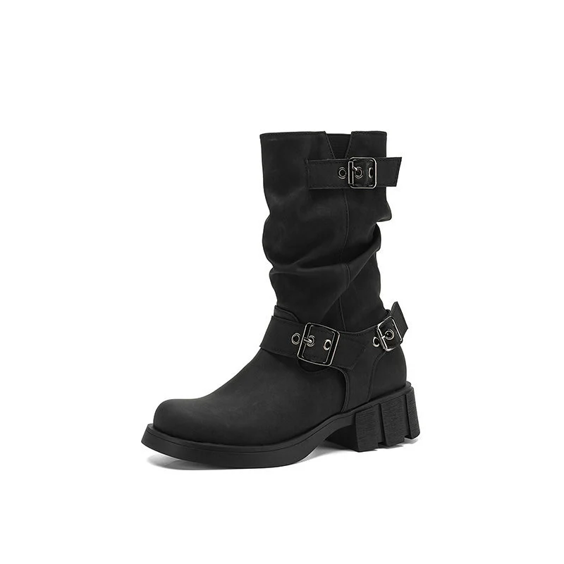 Retro Western Style Cowboy Millennial Inspired Mid Calf Platform Boots — image 7