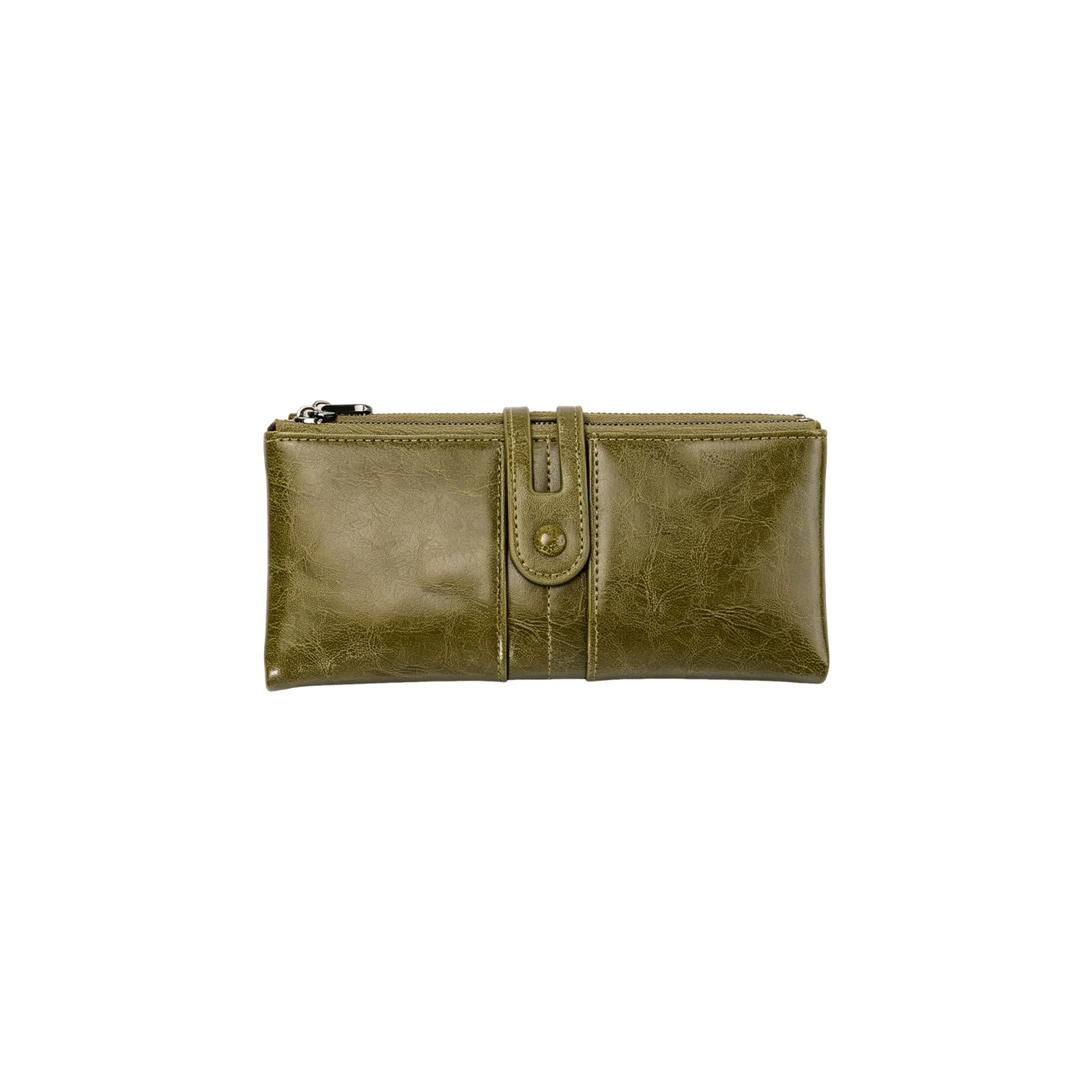 RFID Anti-magnetic Wallet Women's Retro Zipper Oil Wax Leather Pu Large Capacity Cash Long — image 3