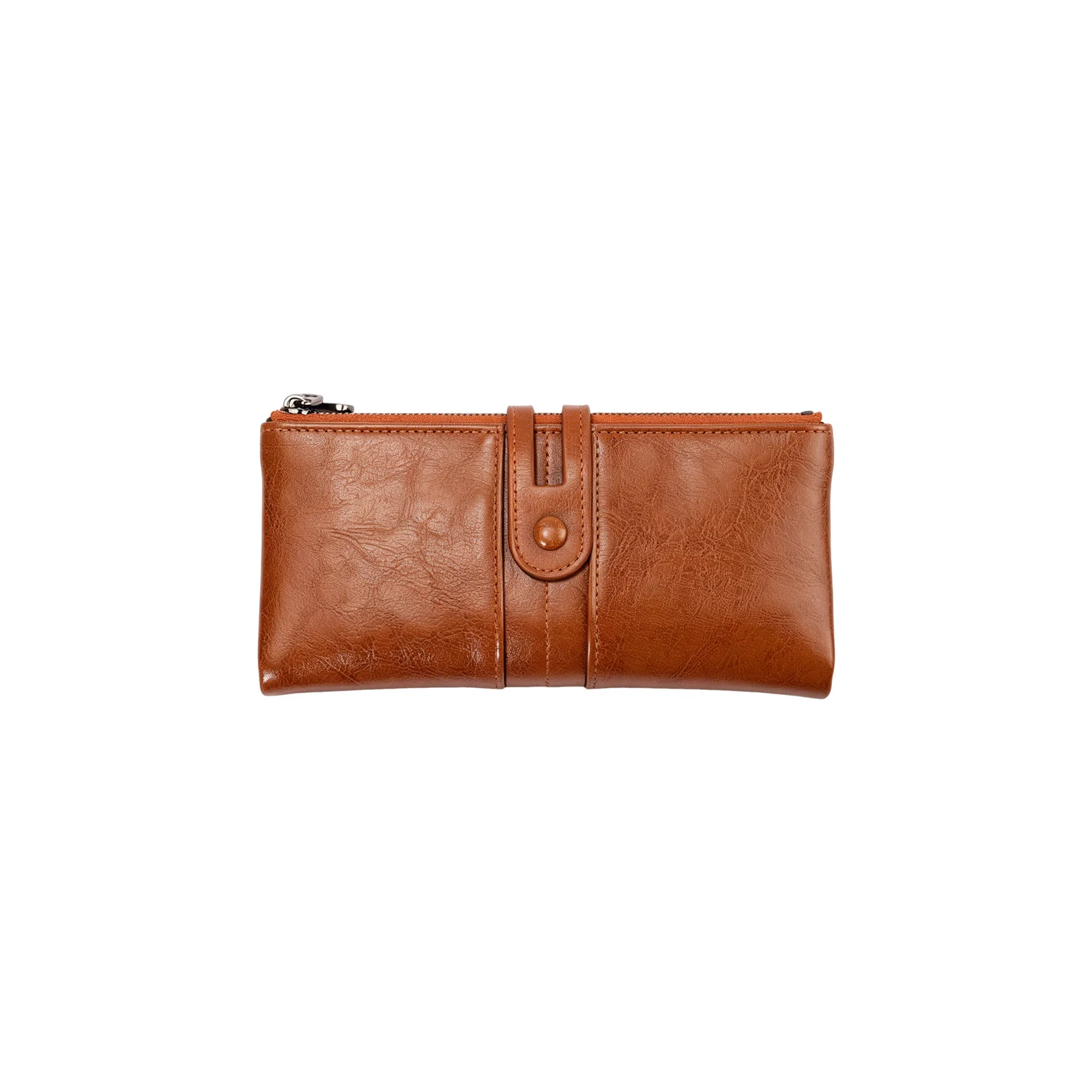 RFID Anti-magnetic Wallet Women's Retro Zipper Oil Wax Leather Pu Large Capacity Cash Long — image 8
