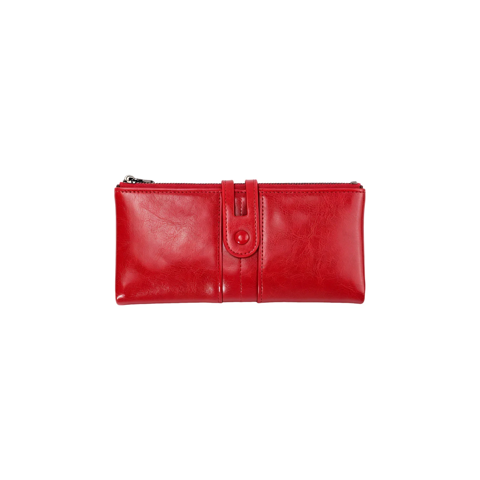 RFID Anti-magnetic Wallet Women's Retro Zipper Oil Wax Leather Pu Large Capacity Cash Long — image 7