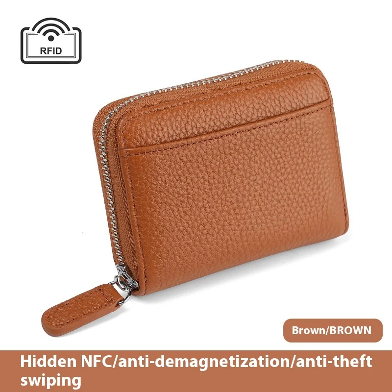 RFID Genuine Leather Card Wallet Men Women Purse With Coin Pocket Zipper Credit Holder… — image 10