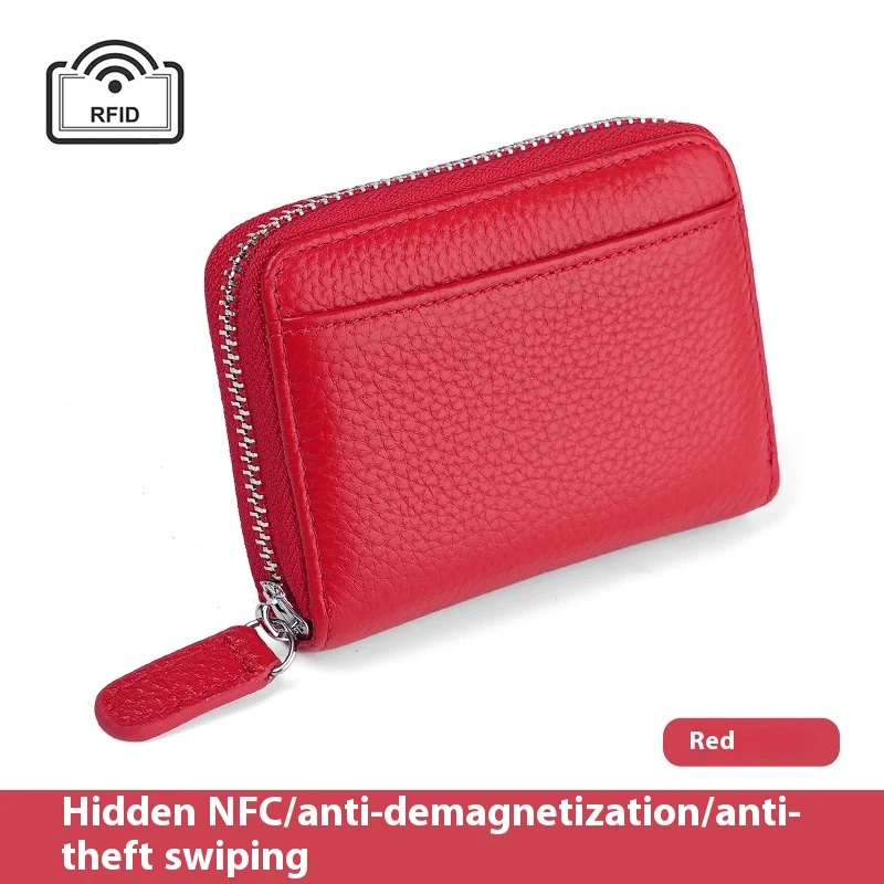 RFID Genuine Leather Card Wallet Men Women Purse With Coin Pocket Zipper Credit Holder… — image 5